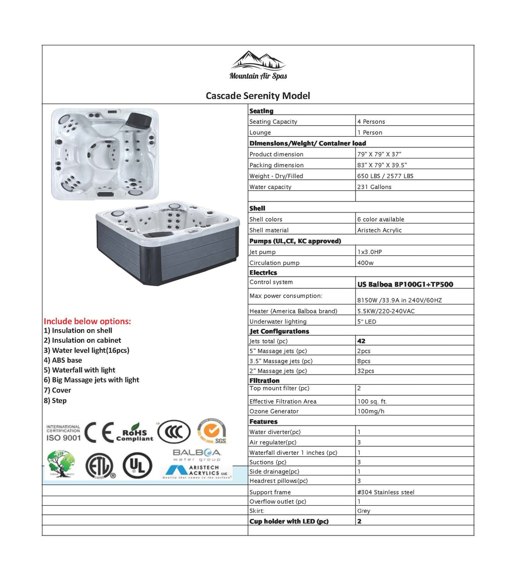 Cascade Serenity | 5 Person Spa w/Lounge