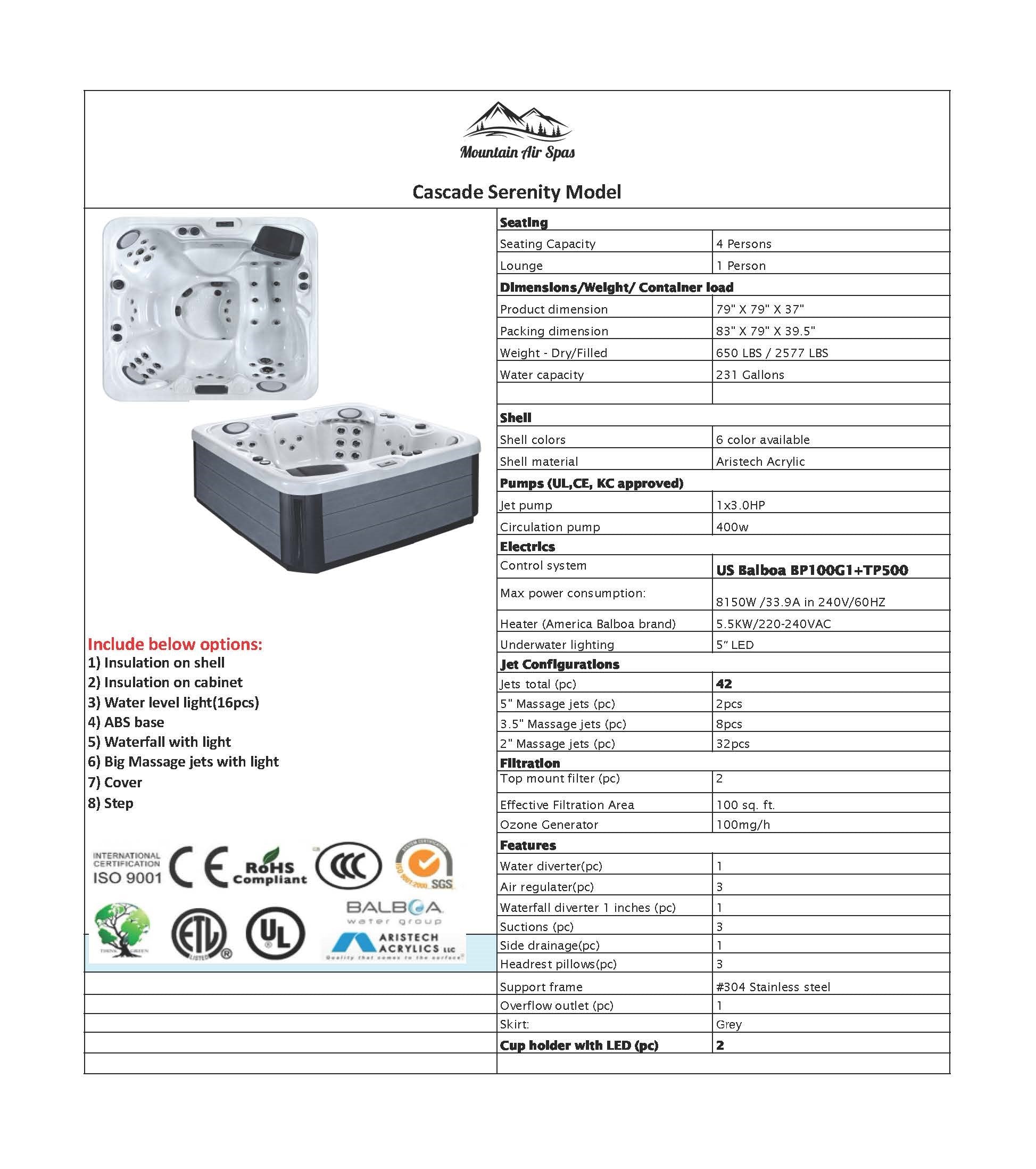 Cascade Serenity | 5 Person Spa w/Lounge