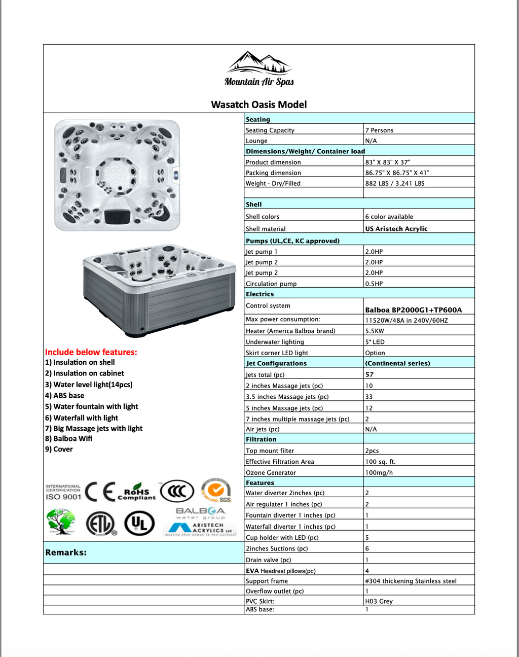 Wasatch Oasis- 7 Person Luxury Spa
